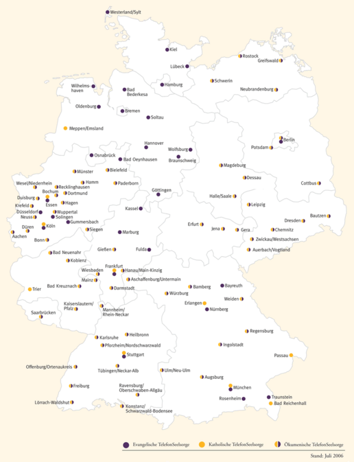 TelefonSeelsorge Stellen in Deutschland